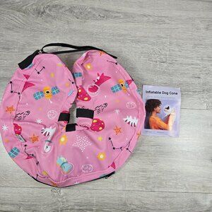 New Sz Medium Pink Soft Inflatable Dog Cone Prevent Licking Wounds Abstract